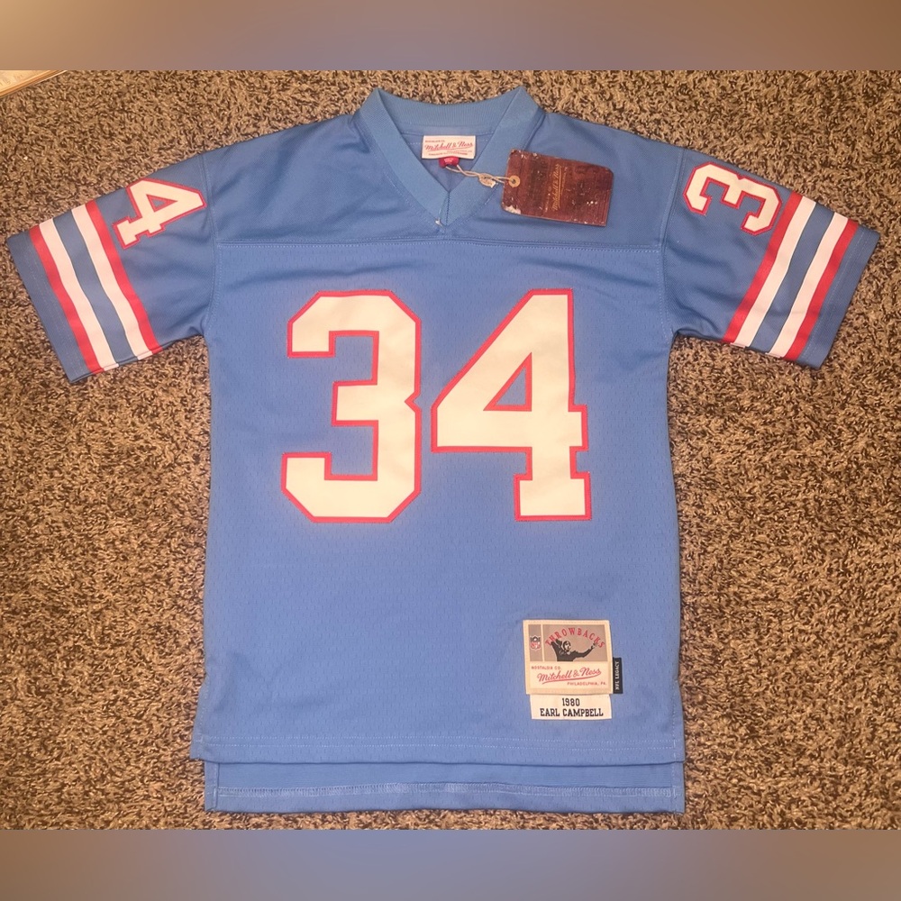 Mitchell & Ness Earl Campbell 34 Throwback Jersey Houston Oilers 1980 Size Small